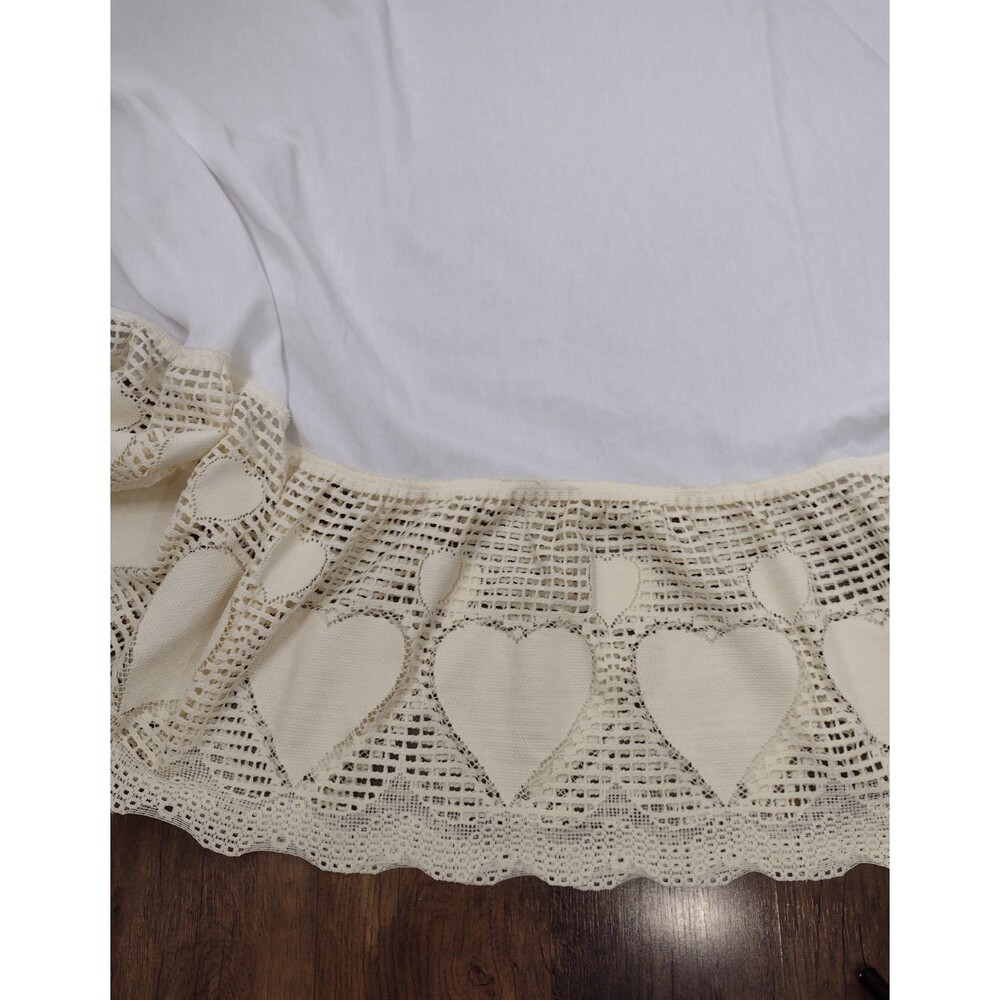 Vintage Crochet Lace Bed Skirt Cotton Farmhouse Queen 60x80
